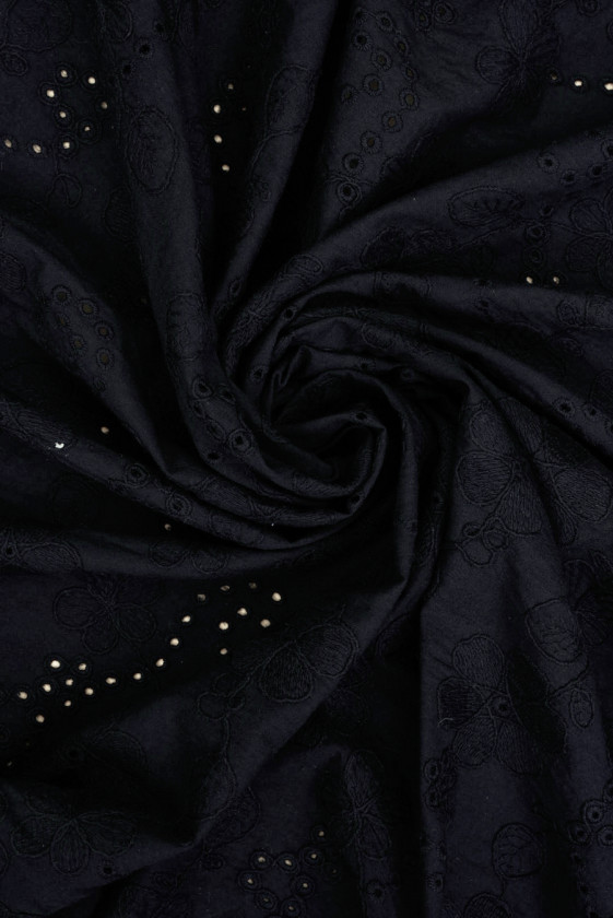 Batyst czarny haftowany