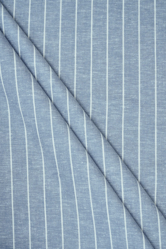 Len z wiskozą błękitny w paski