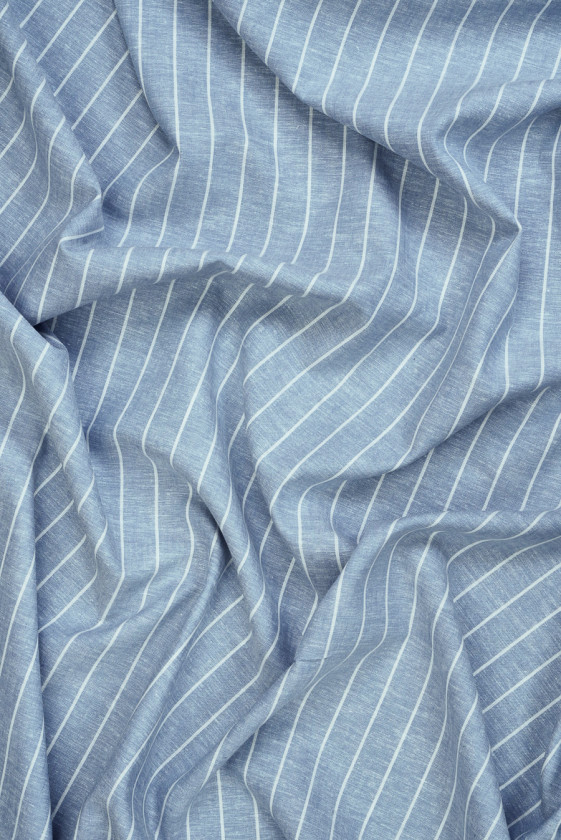 Lin avec viscose bleu à rayures