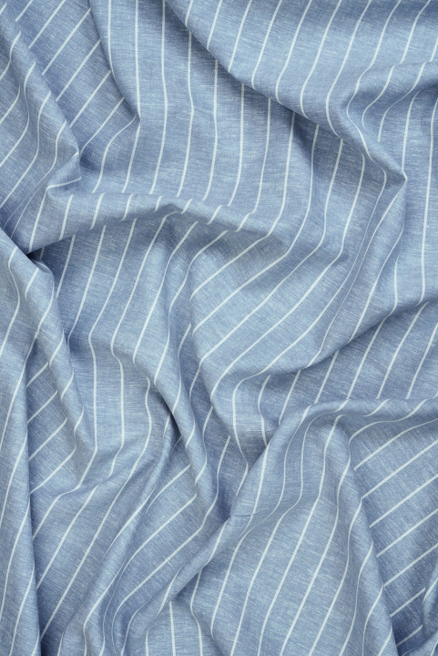 Lin mélangé viscose bleu clair à rayures