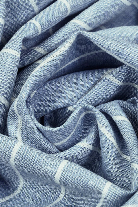 Lin mélangé viscose bleu clair à rayures