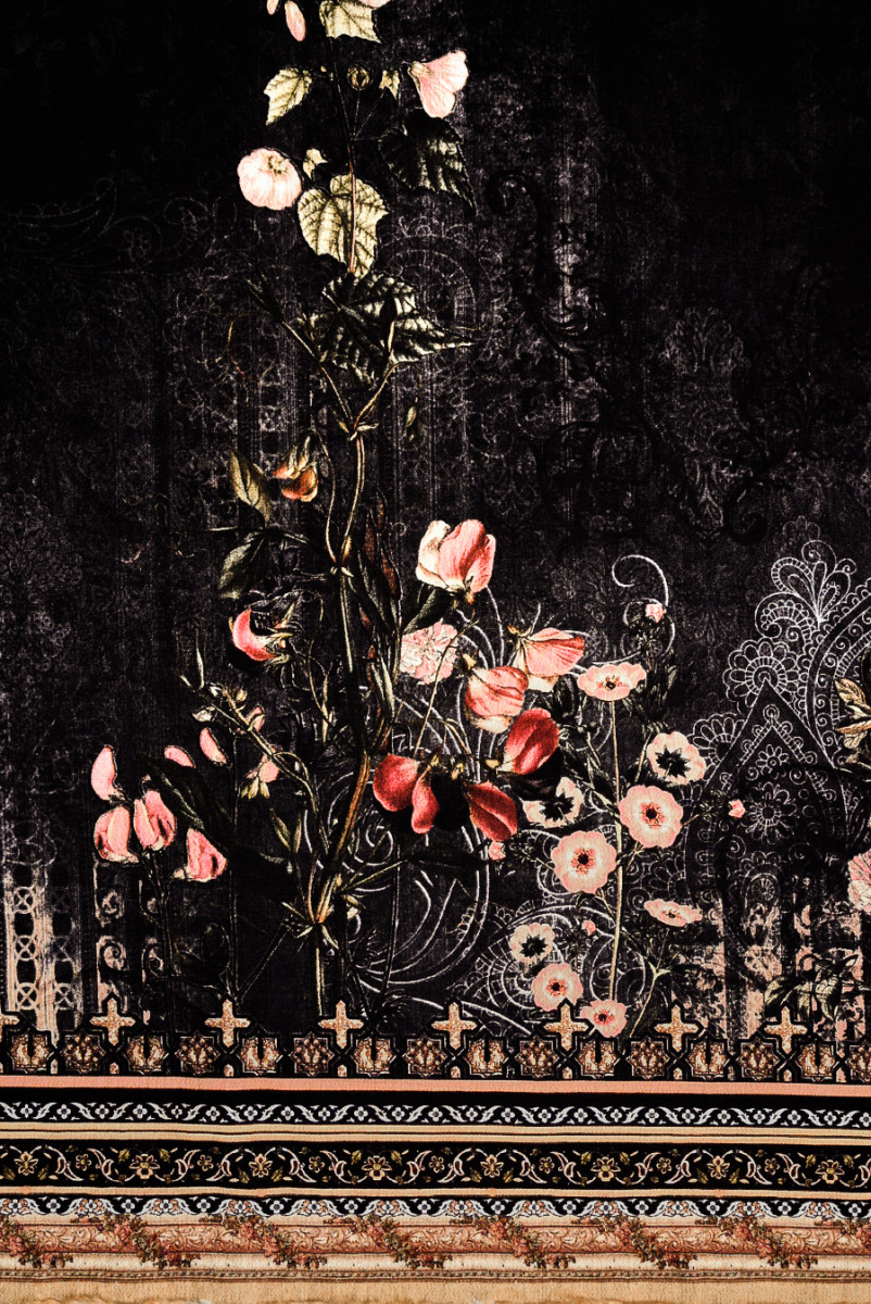 Wiskoza w ornamenty czarna