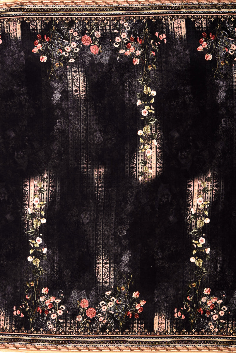 Wiskoza w ornamenty czarna