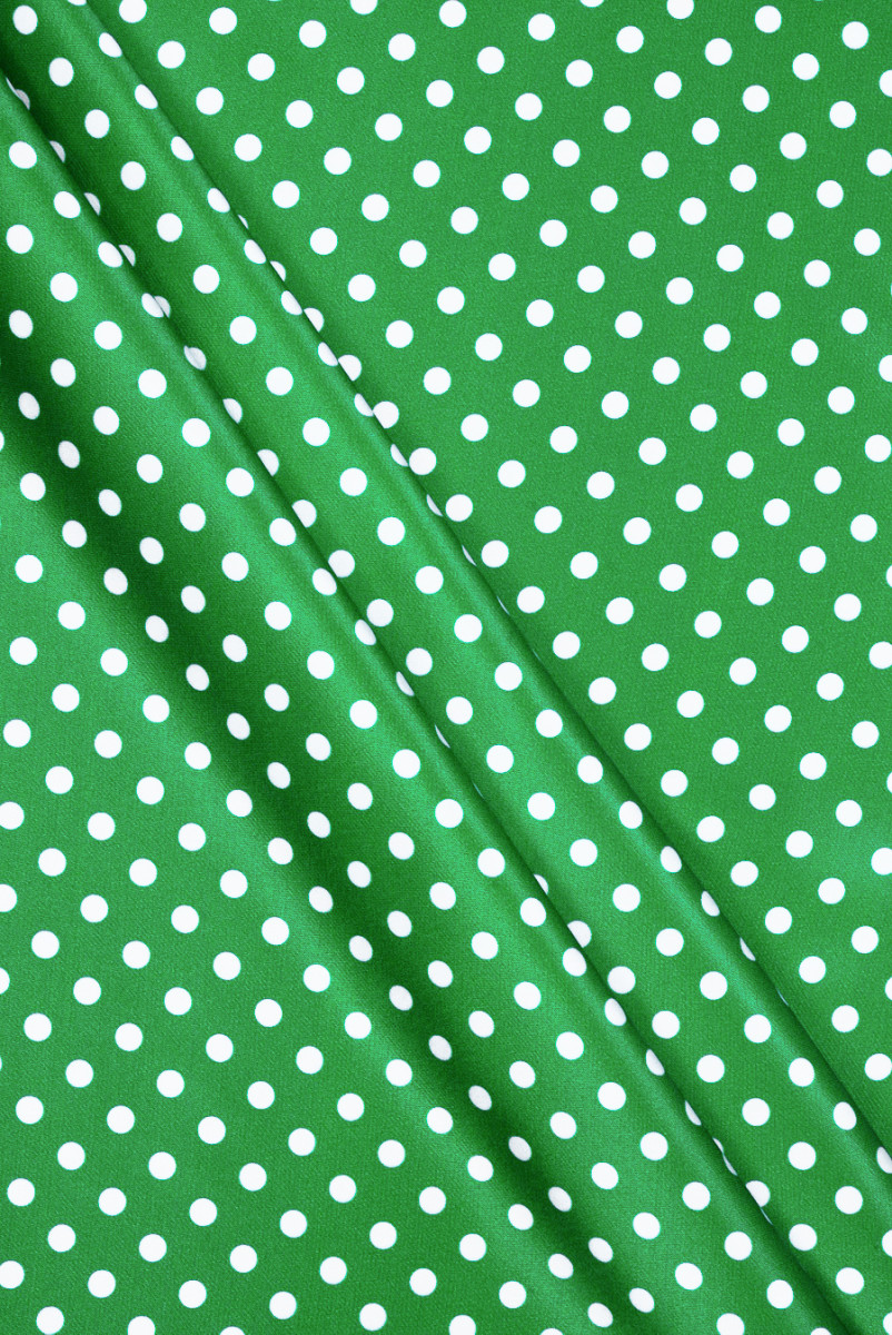 Satin di viscosa a pois verde chiaro