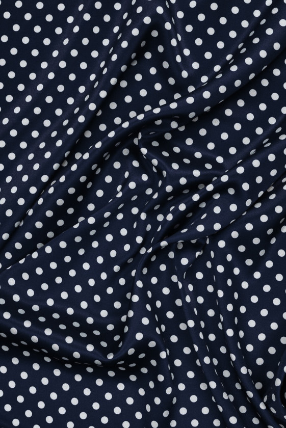 Soie viscose à pois bleu marine