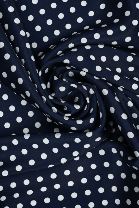 Satin de viscose à pois bleu marine