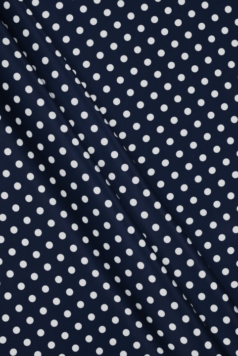 Satin de viscose à pois bleu marine