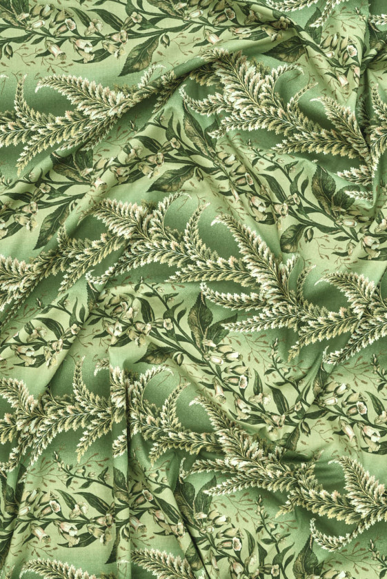 Wiskoza zielony motyw roślinny KUPON 230cm
