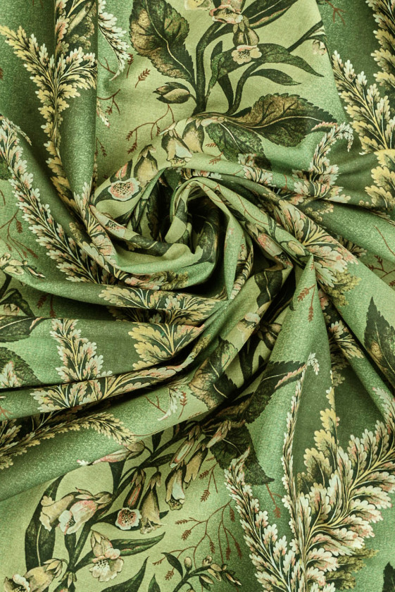 Wiskoza zielony motyw roślinny KUPON 230cm