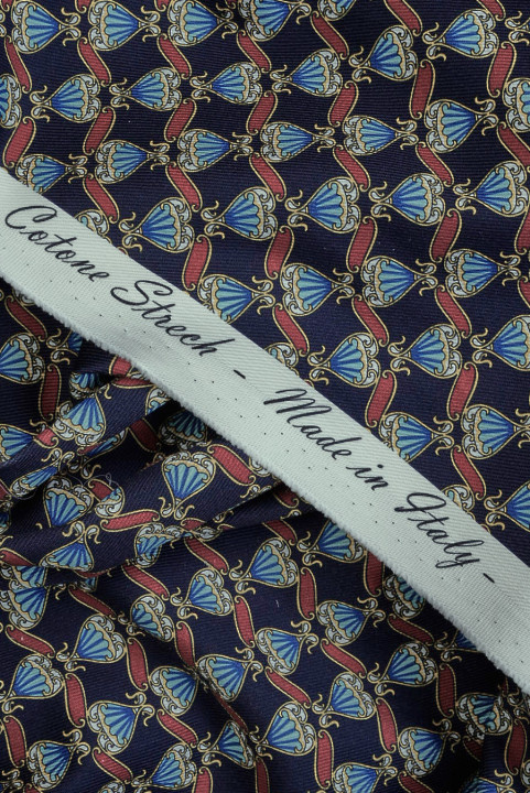 Coton façon jean à petit motif