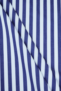 Coton extensible avec viscose à rayures bleues
