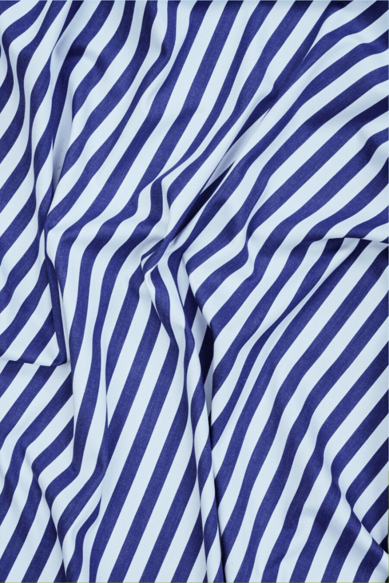 Cotone elastico con viscosa a righe blu