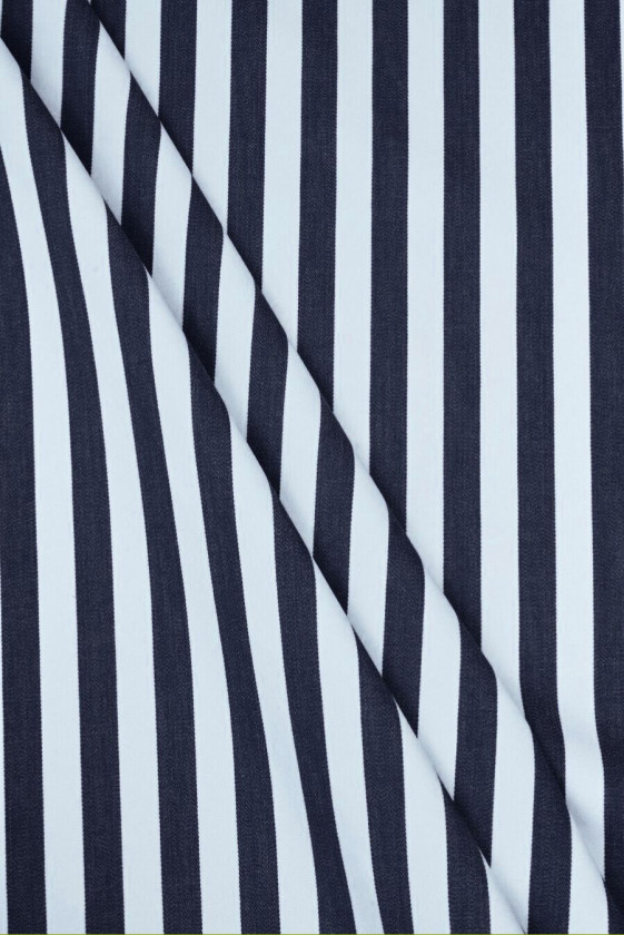 Elastic cotton in navy blue stripes