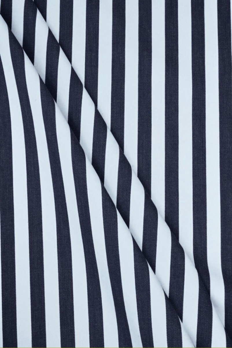 Cotone elasticizzato a righe blu scuro