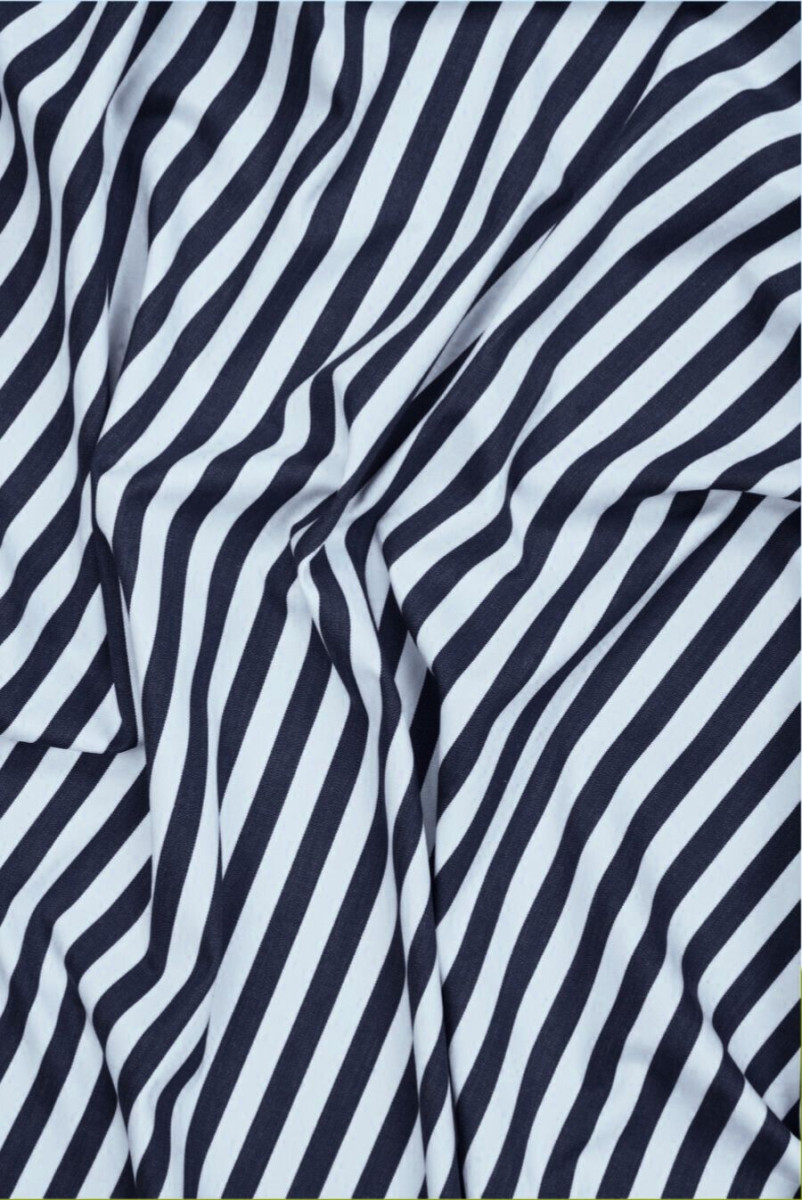 Elastisk bomuld i navy blå striber