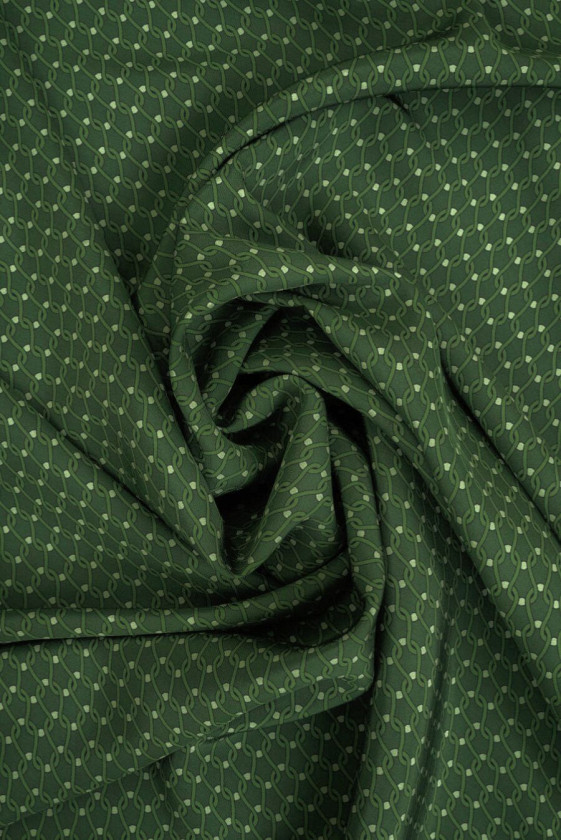 Krepa jedwabna zielona w łańcuchy