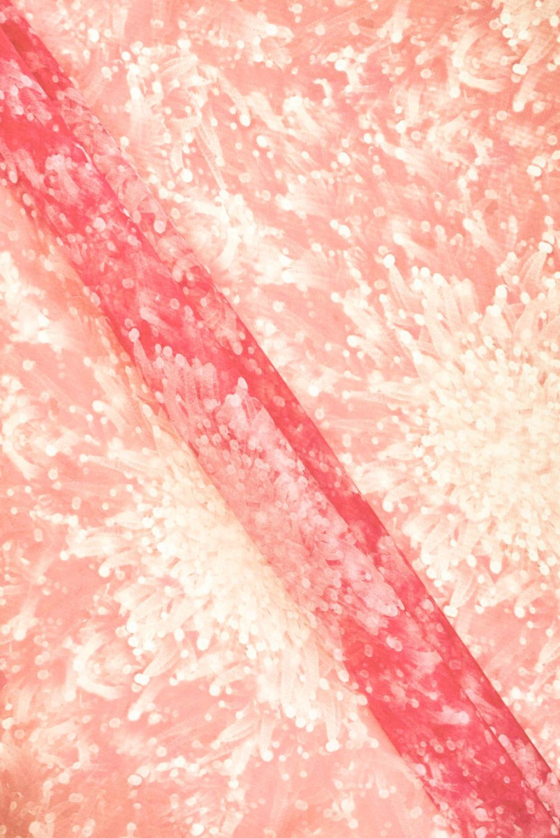 Organza jedwabna w kwiaty