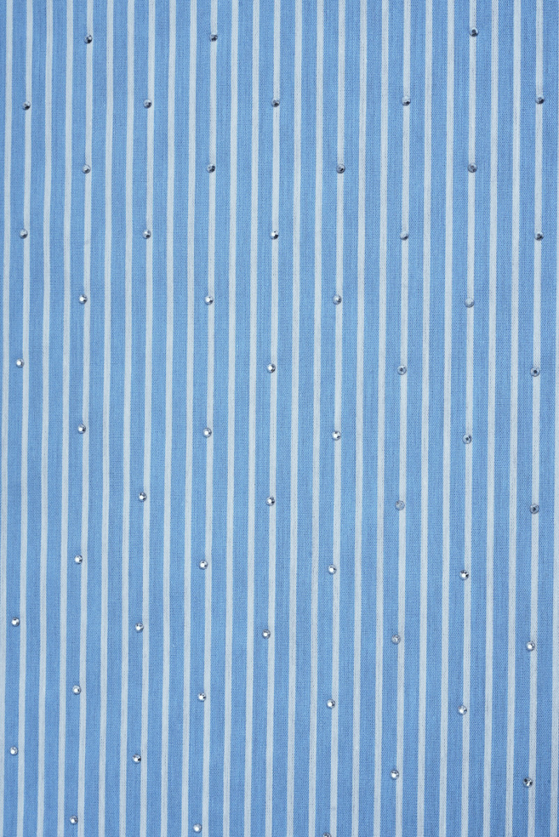 Bawełna koszulowa w paski i cyrkonie błękitna