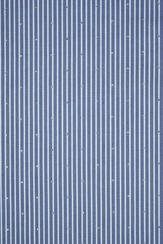 Bawełna koszulowa w paski i cyrkonie niebieska