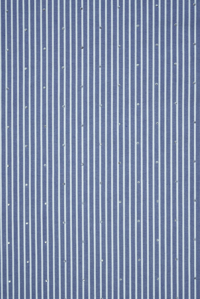 Bawełna koszulowa w paski i cyrkonie niebieska