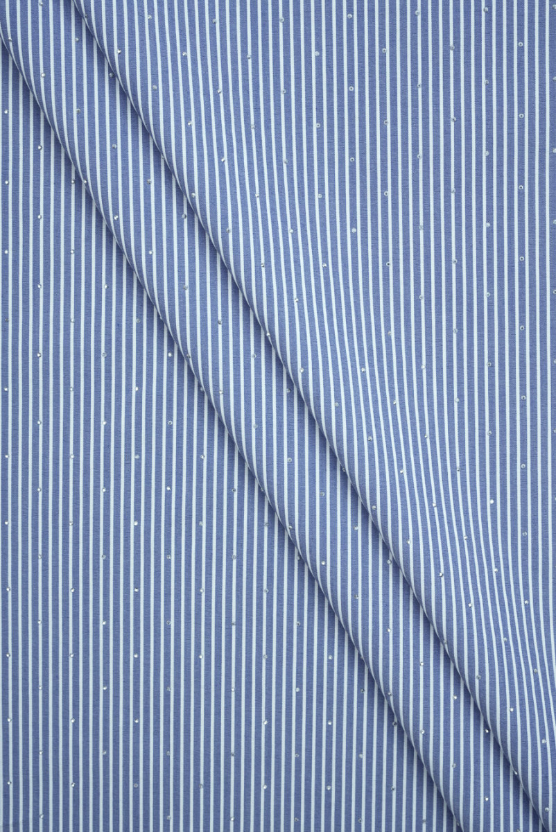 BaweÅna koszulowa w paski i cyrkonie niebieska