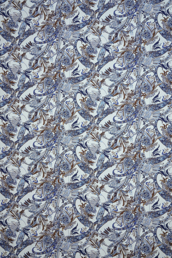 Bawełna w niebiesko brązowe kwiaty