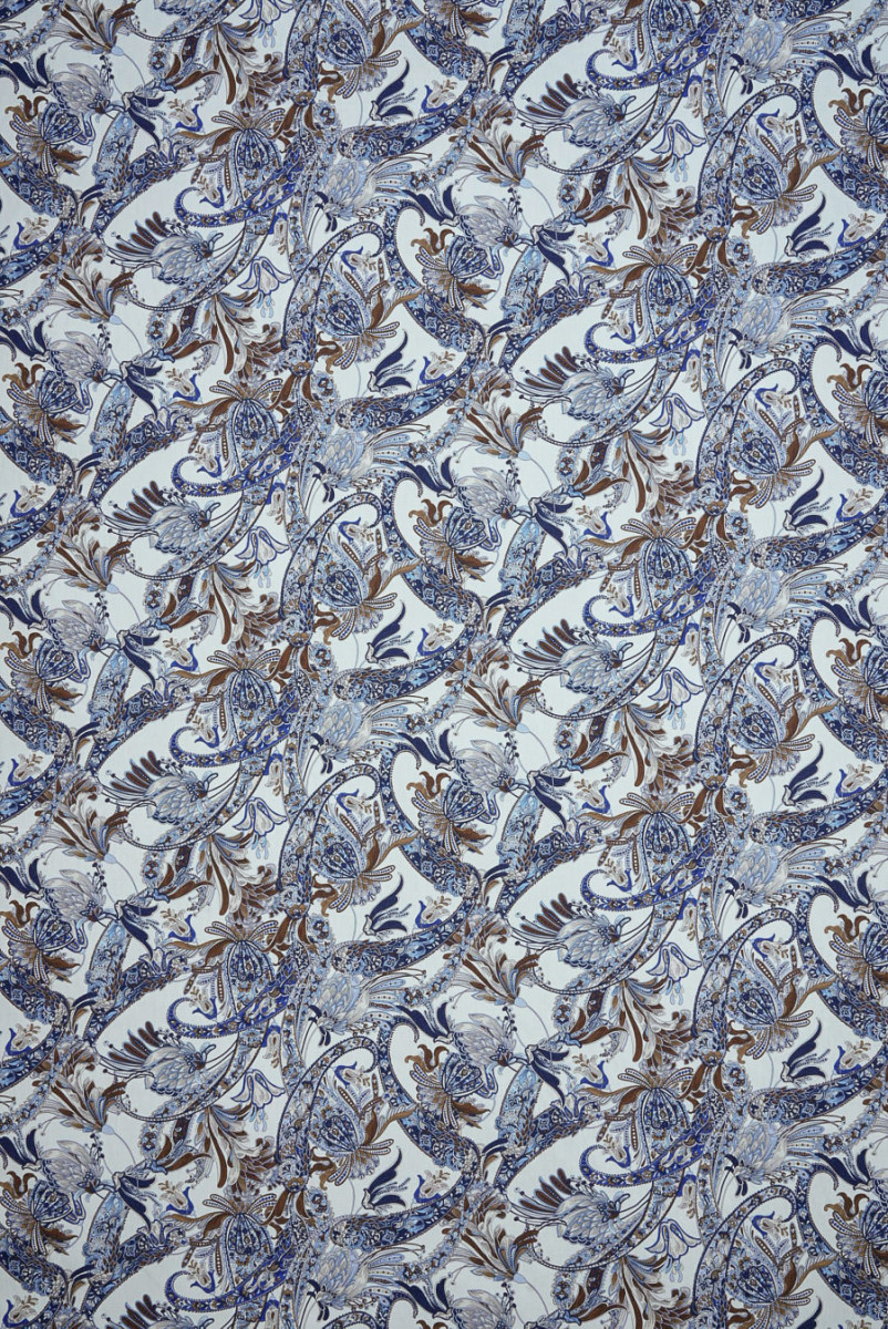 Bawełna w niebiesko brązowe kwiaty