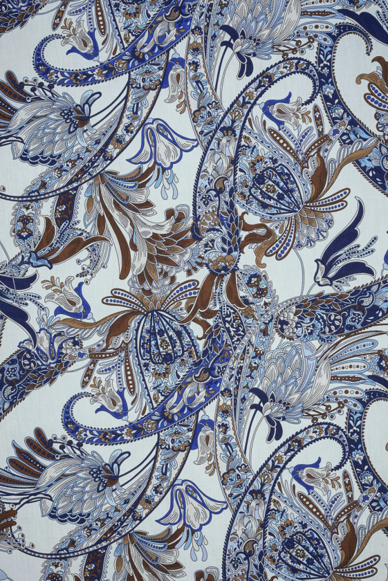 Bawełna w niebiesko brązowe kwiaty