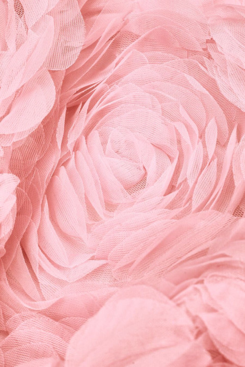 Tulle fleurs 3D rose pâle
