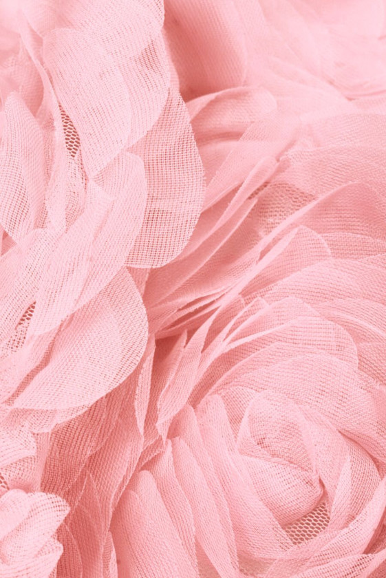 Tiul kwiaty 3D jasny róż