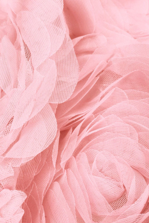 Tulle fleurs 3D rose pâle