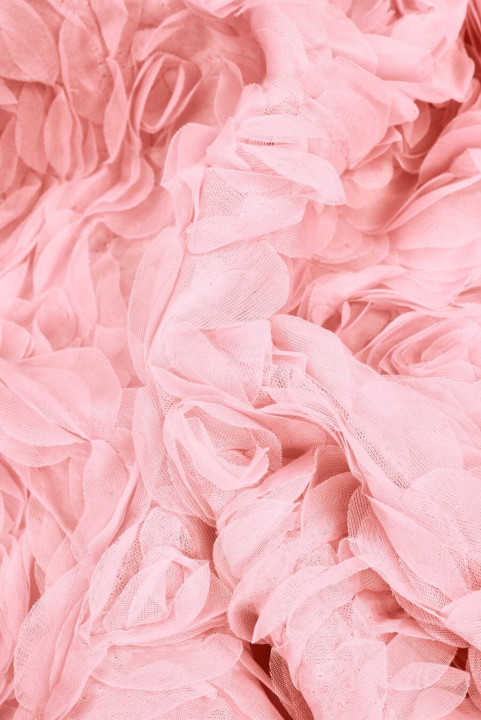 Tulle fleurs 3D rose pâle