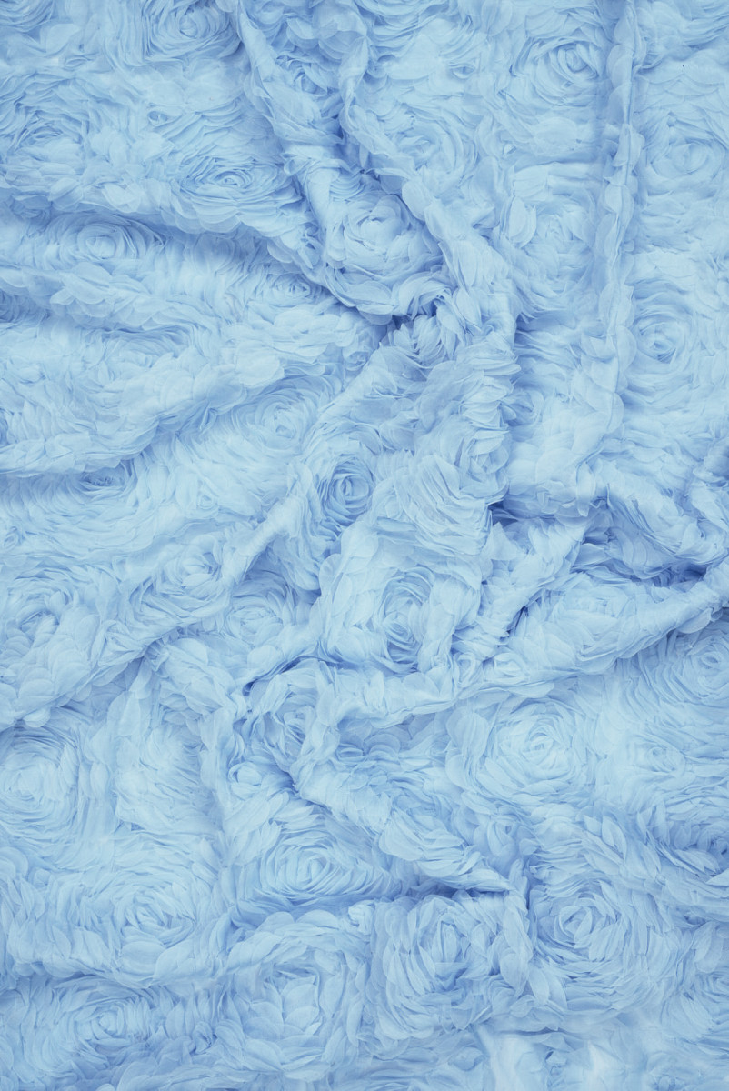 Tiul kwiaty 3D błękitny