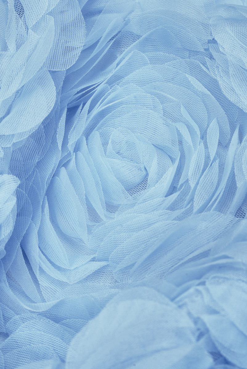 Tiul kwiaty 3D błękitny