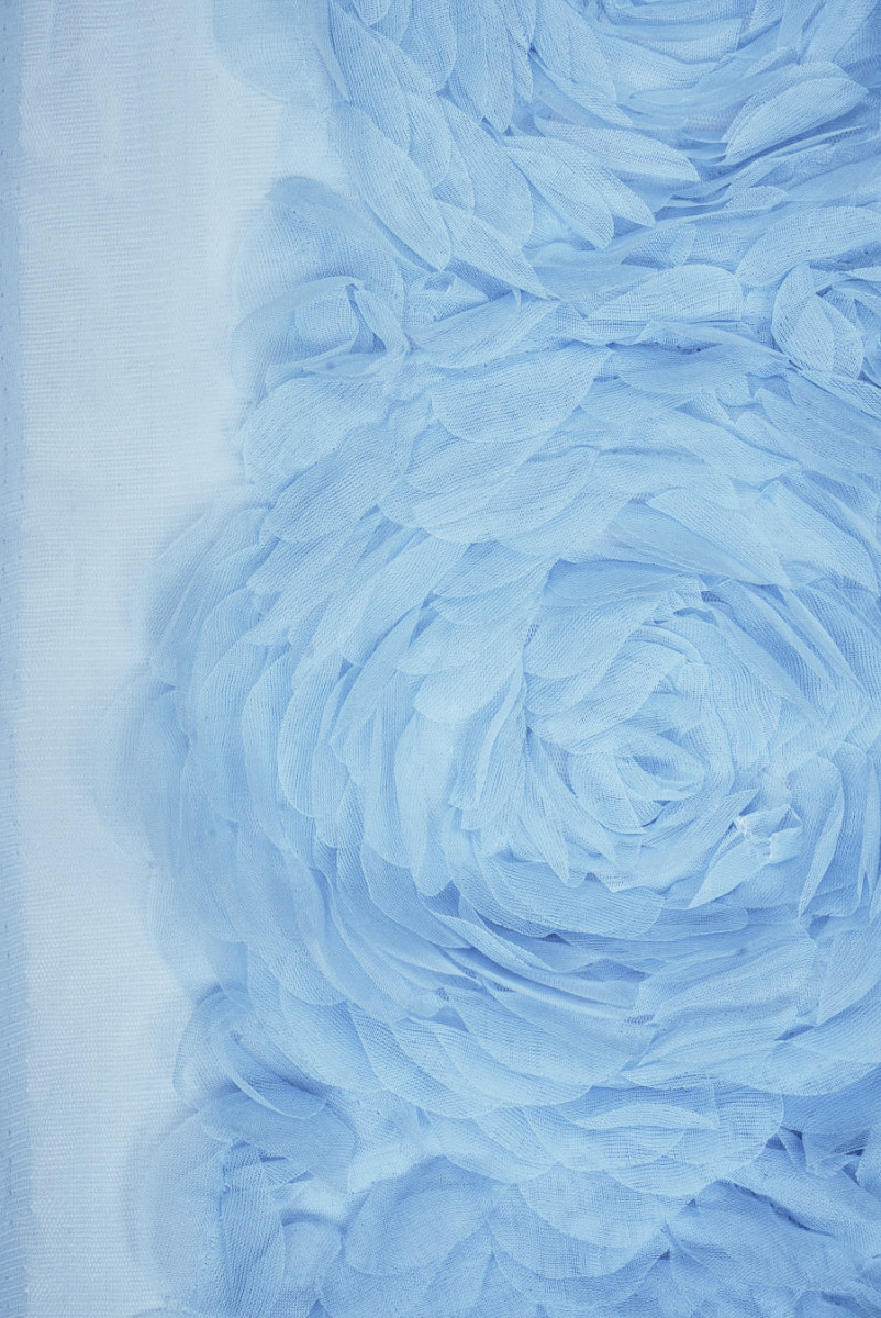 Tiul kwiaty 3D błękitny