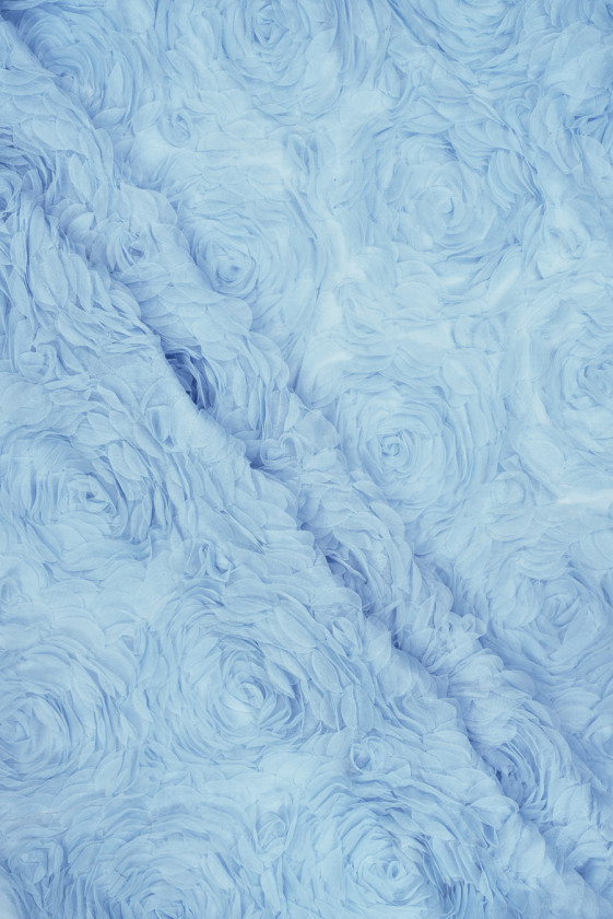 Tulle fiori 3D azzurro