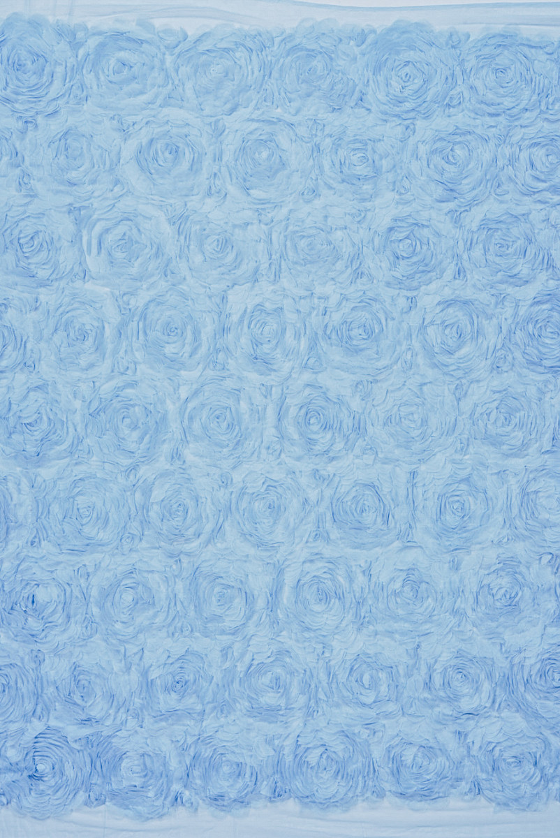 Tiul kwiaty 3D błękitny