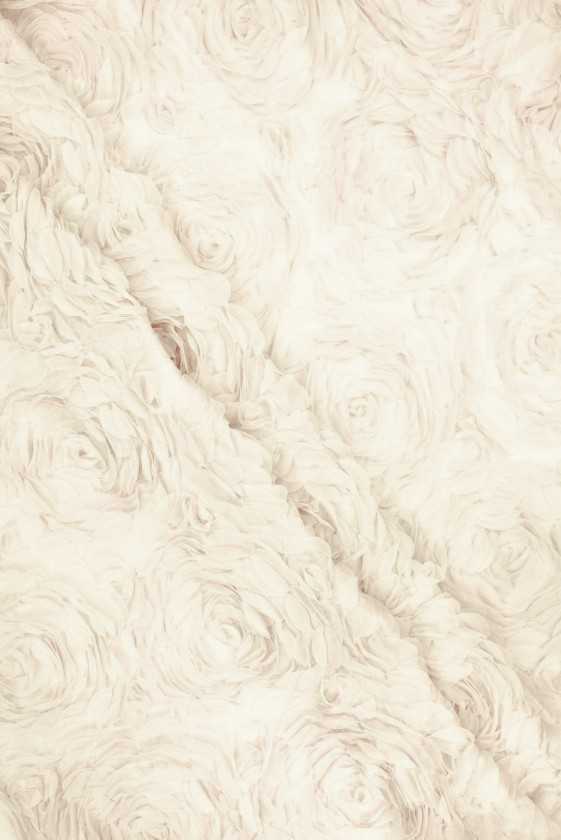 Tiul kwiaty 3D jasny beż