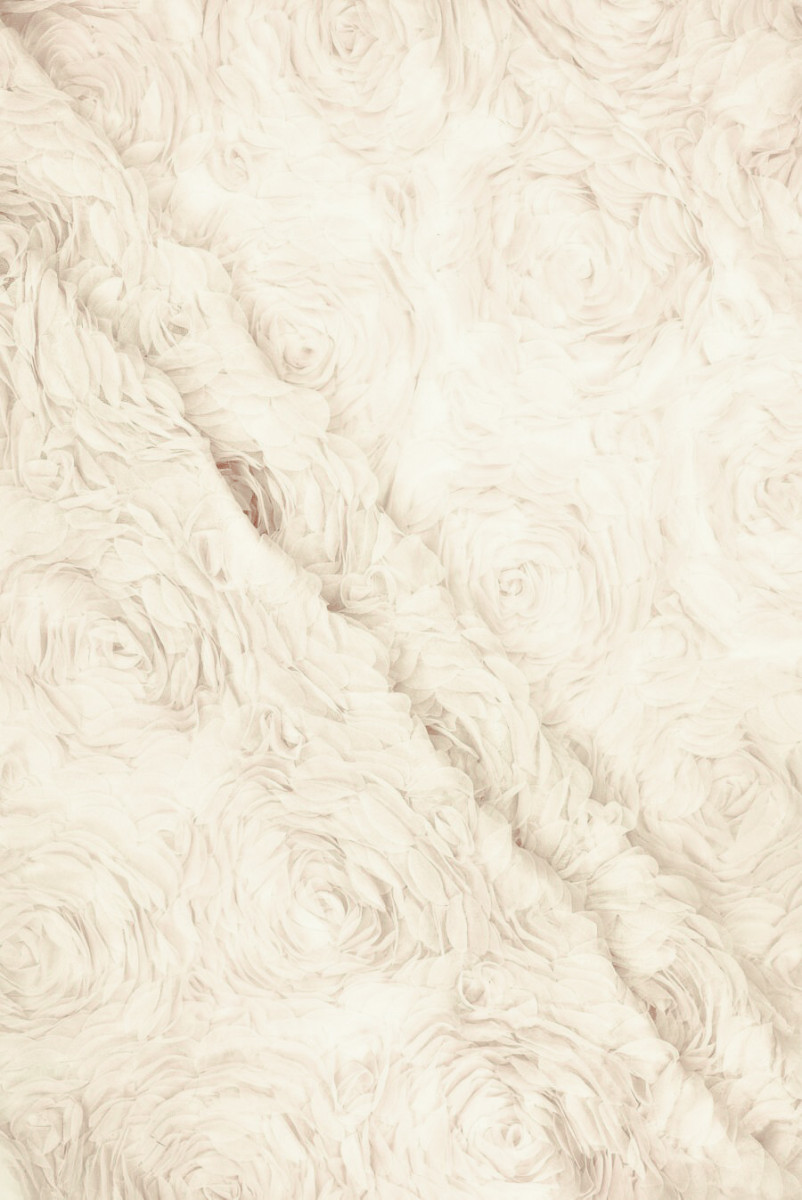 Tiul kwiaty 3D jasny beż