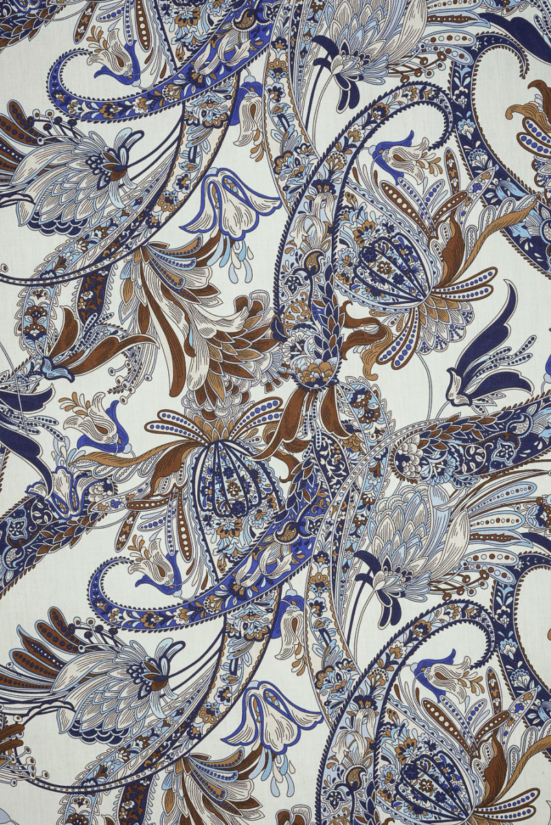 Bawełna w niebiesko brązowe kwiaty