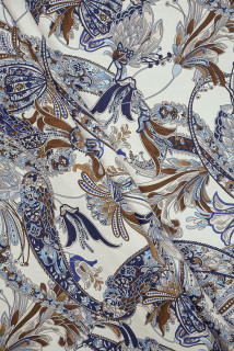 Cotton with blue and brown floral print
