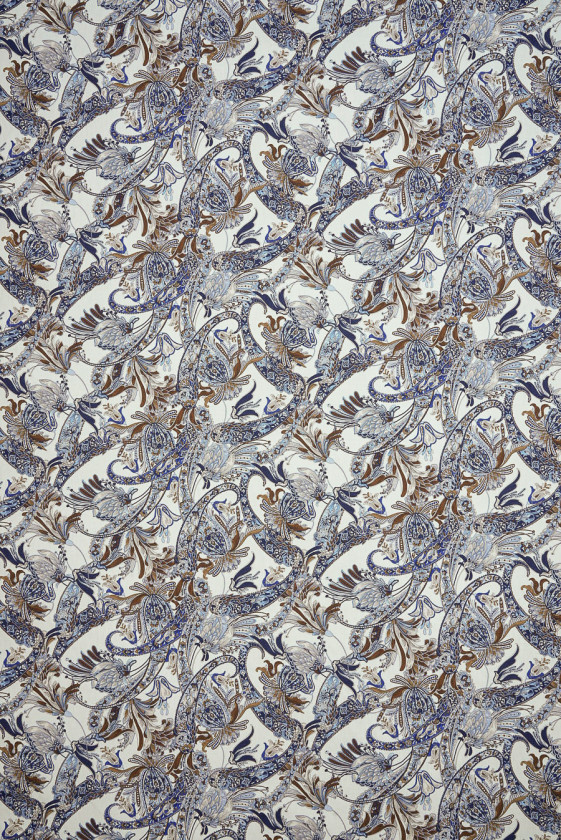 Cotone con fiori blu e marroni