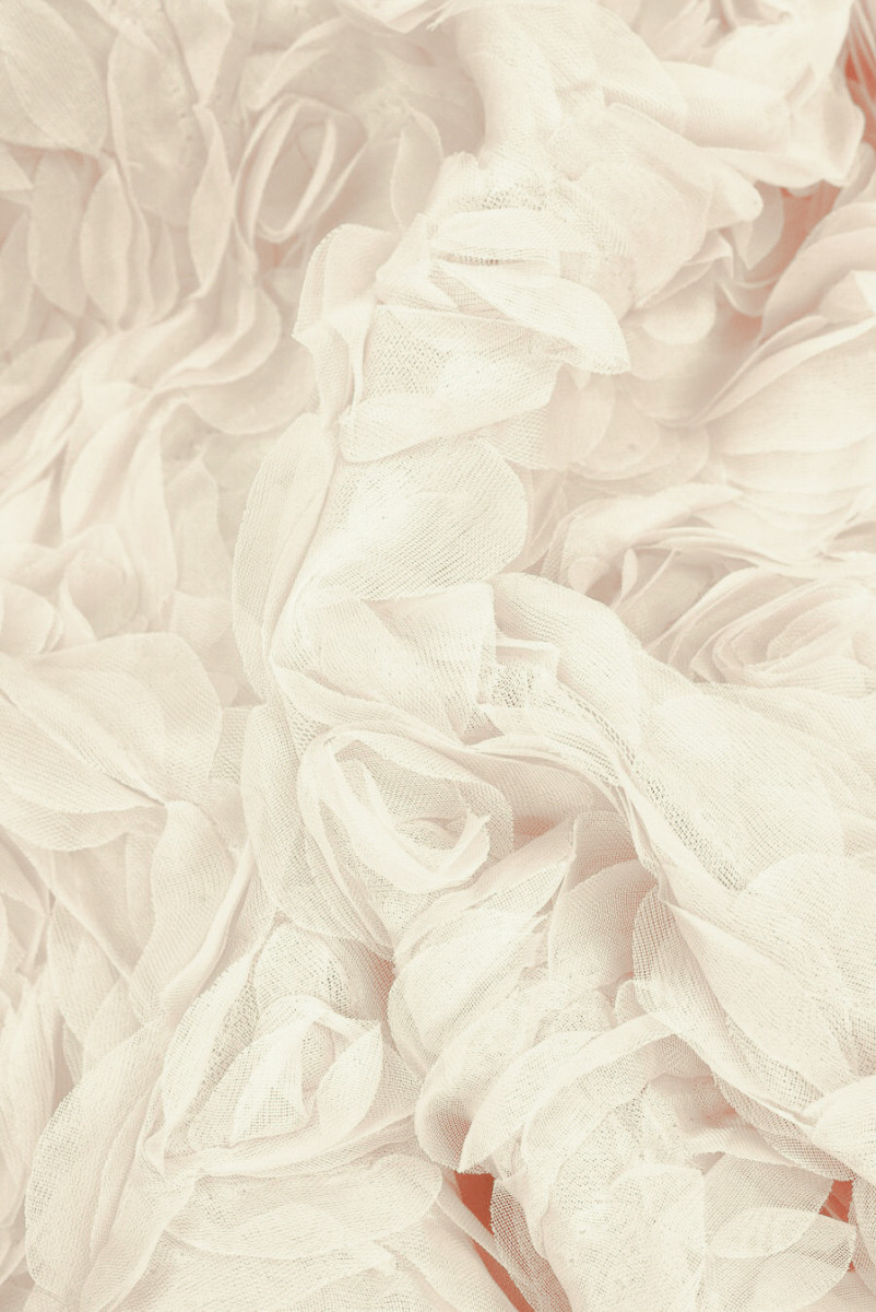 Tiul kwiaty 3D jasny beÅ¼