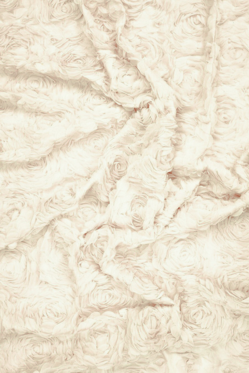 Tiul kwiaty 3D jasny beż