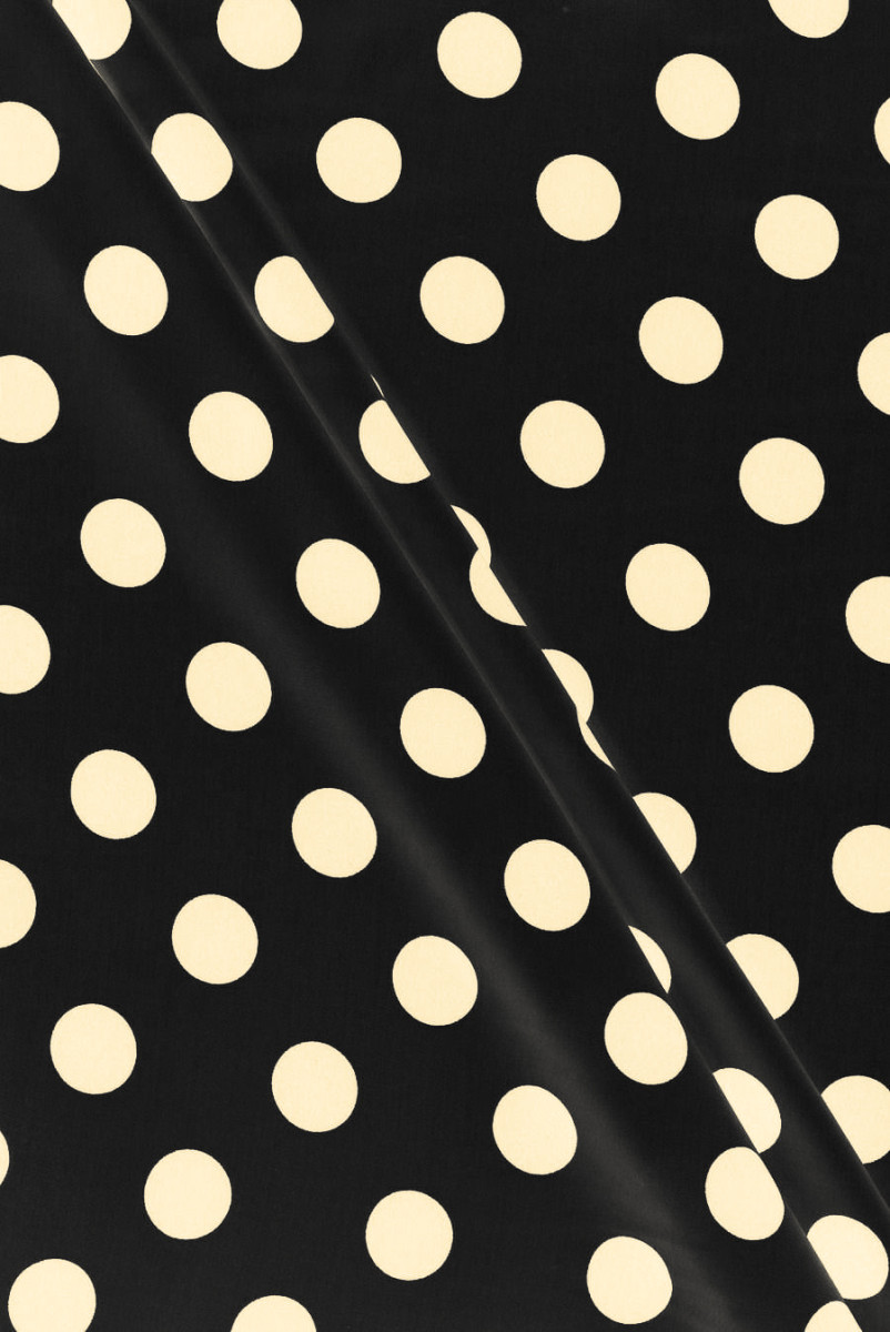 Wiskoza czarna w beÅ¼owe grochy