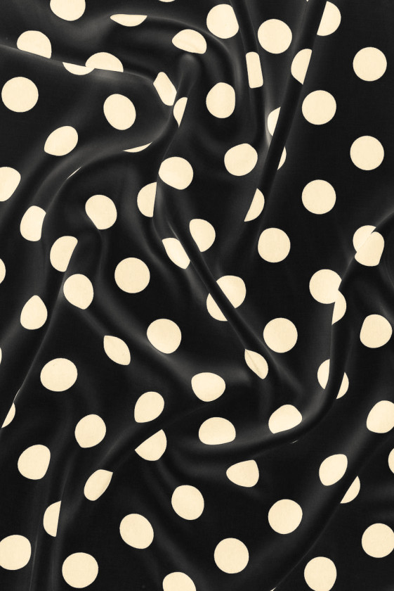 Black viscose with beige polka dots