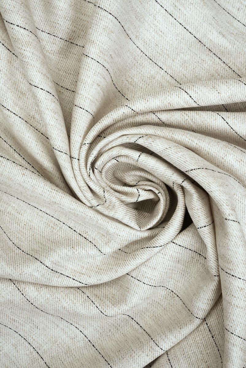 Wiskoza z lnem beżowa w paski