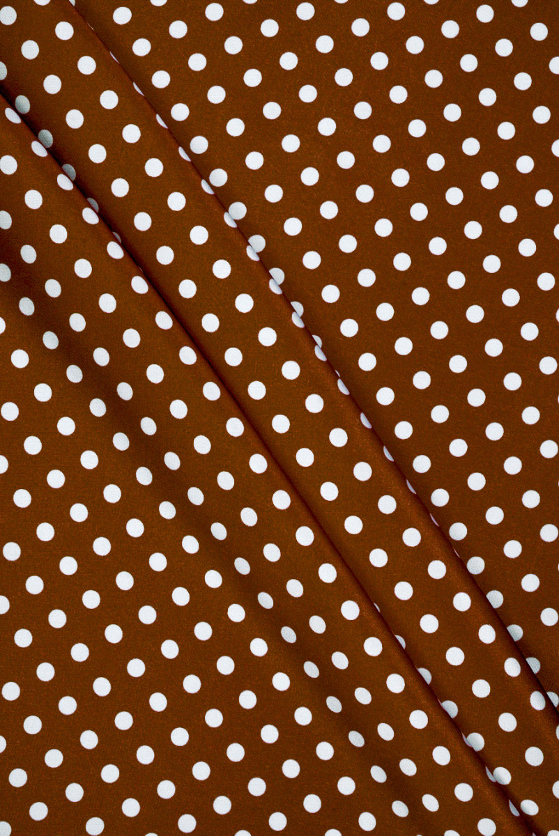 Satyna wiskozowa w kropki brązowa