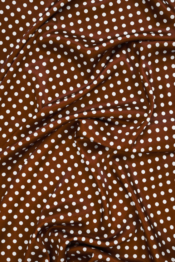 Satyna wiskozowa w kropki brązowa