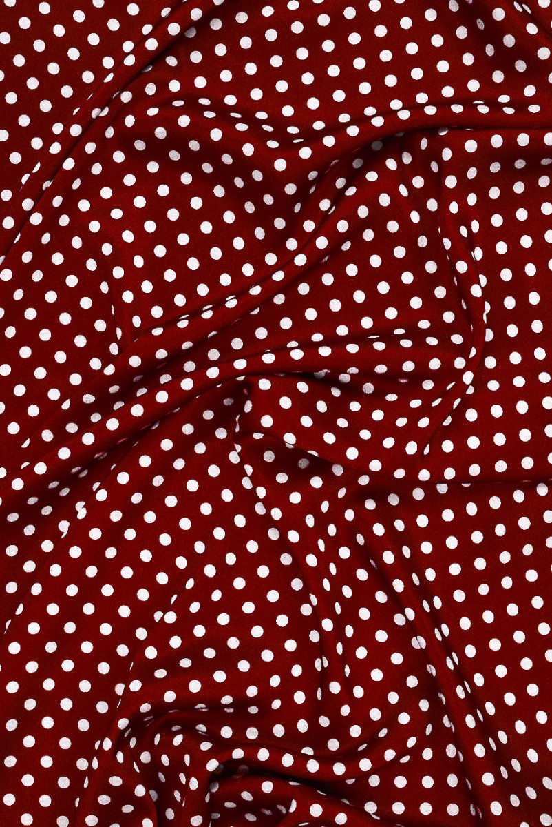 Satyna wiskozowa w kropki bordowa